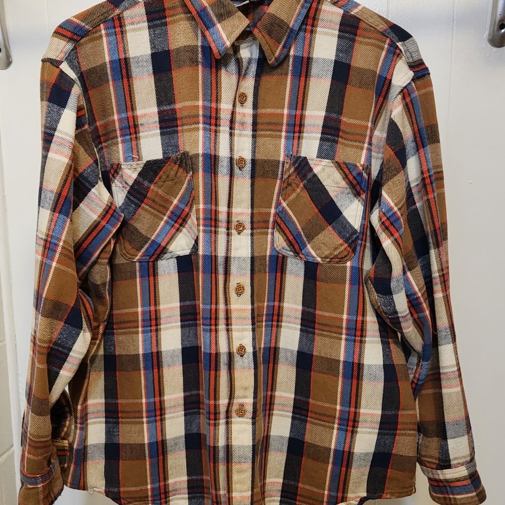 Men's Casual Plaid Button-Down Shirt - Brown and Blue